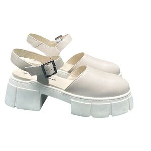 Free People Cream Chunky Platform Slingback Shoes Size 37